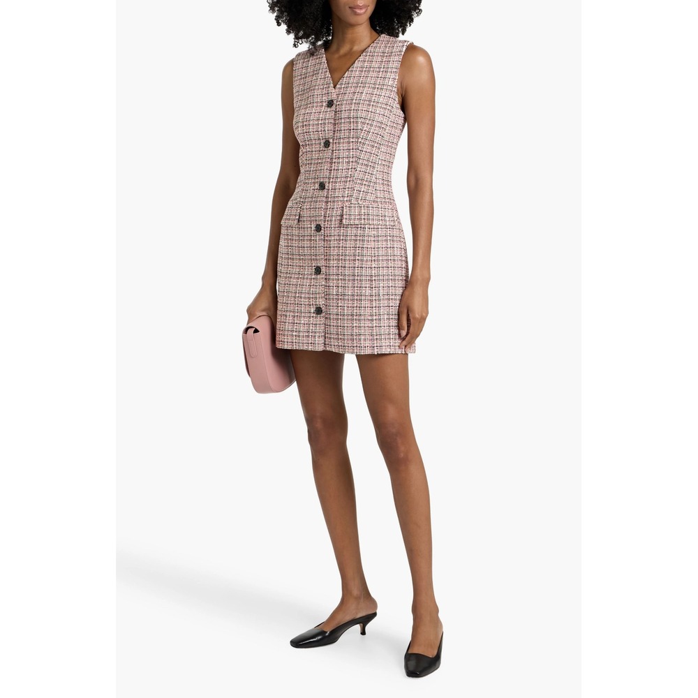 Theory Womens Multicolor Tweed Sleeveless Button Front Blazer Mini Dress Size 8